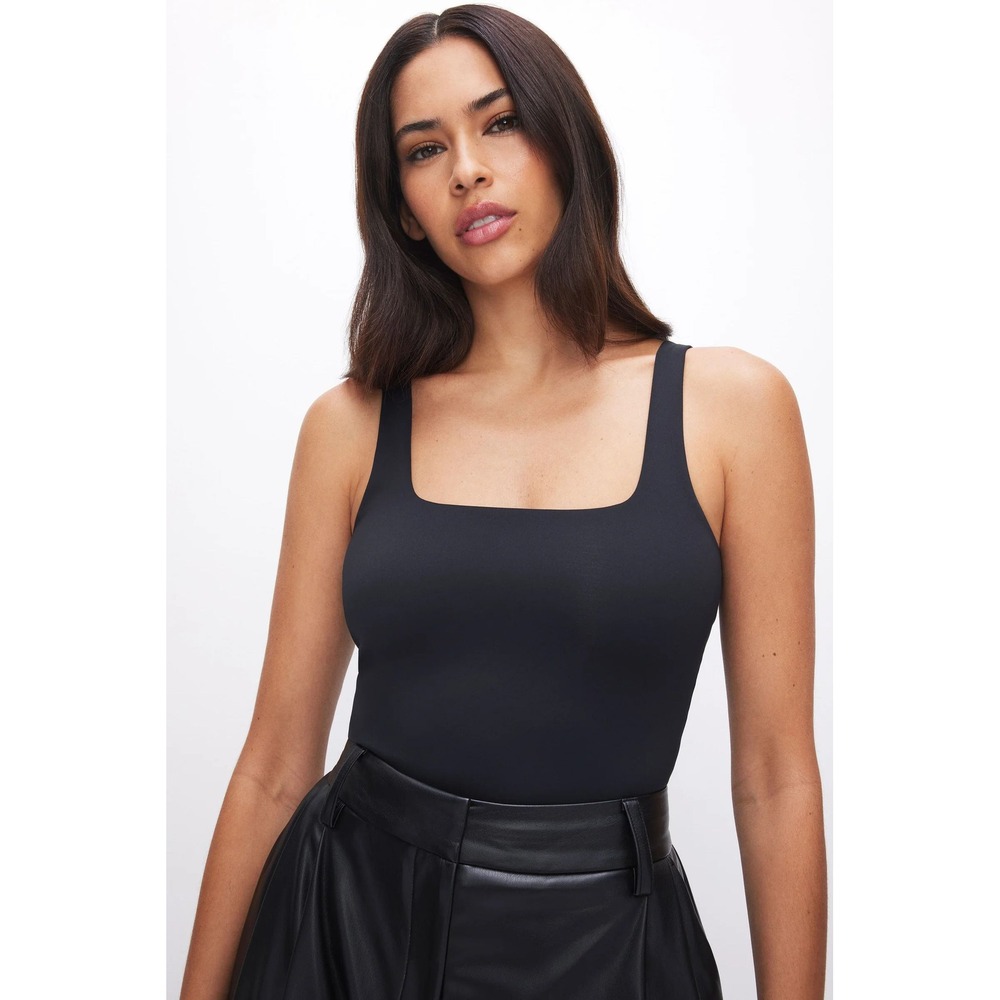 NWT Good American Sculpting Modern Square Neck Thong Bodysuit XS Minimalist